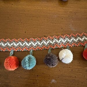 Pom Pom Trim Fringe 3.9 Yards Ursula Sunset Europatex Fabric 2 Pieces 2" Wide